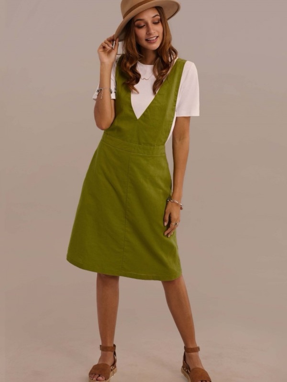 Roolee Moss Green Linen Dress - XS